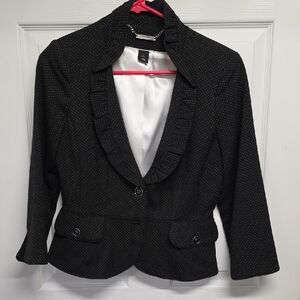 White House Black Market Black Ruffle Blazer